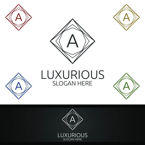 Modern Luxurious Royal Logo Jewelry Wedding Hotel Fashion Design — Stock Vector