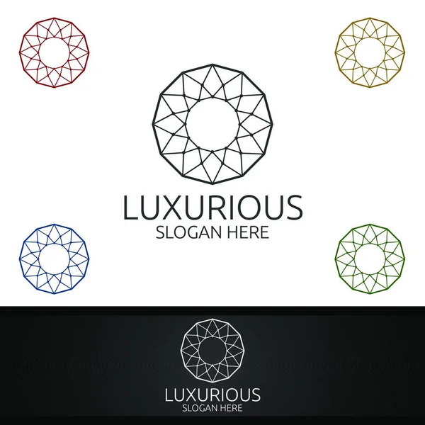 Logo Royal Luxueux Diamant Pour Bijoux Mariage Hôtel Design Mode — Image vectorielle