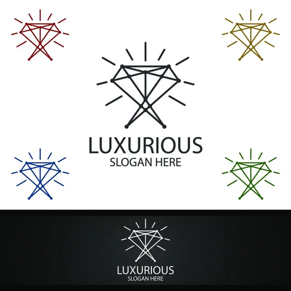 Diamond Luxuriöses Royal Logo Für Schmuck Hochzeit Hotel Oder Modedesign — Stockvektor