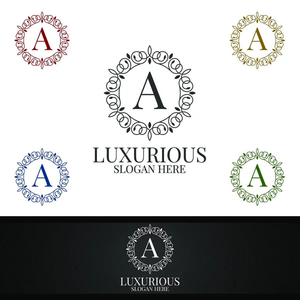 Luxurious Royal Logo Jewelry Wedding Hotel Fashion Design — Stock Vector