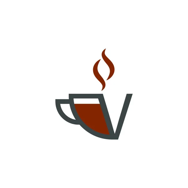 Кофе Кубок Иконка Буква Шаблон Логотипа — стоковый вектор