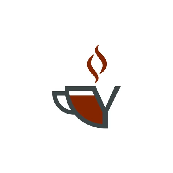 Кофейная Чашка Иконка Письмо Шаблон Логотипа — стоковый вектор
