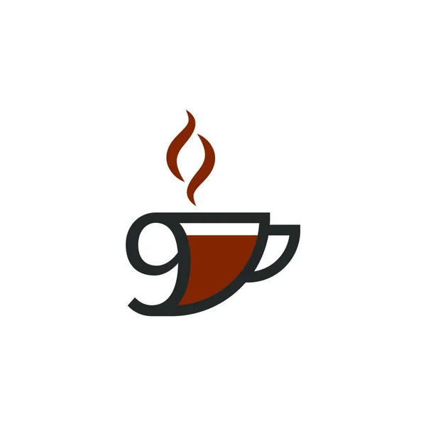 Кофе Кубок Иконка Дизайн Номер Шаблон Логотипа — стоковый вектор
