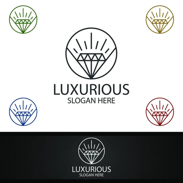 Diamond Luxuriöses Royal Logo Für Schmuck Hochzeit Hotel Oder Modedesign — Stockvektor