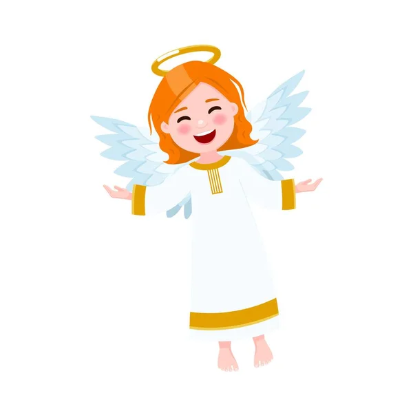 带翅膀和弓形矢量插图的天使 — 图库矢量图片