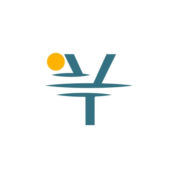 Ícone Logotipo Carta Com Desenho Ícone Pôr Sol Ilustração —  Vetores de Stock