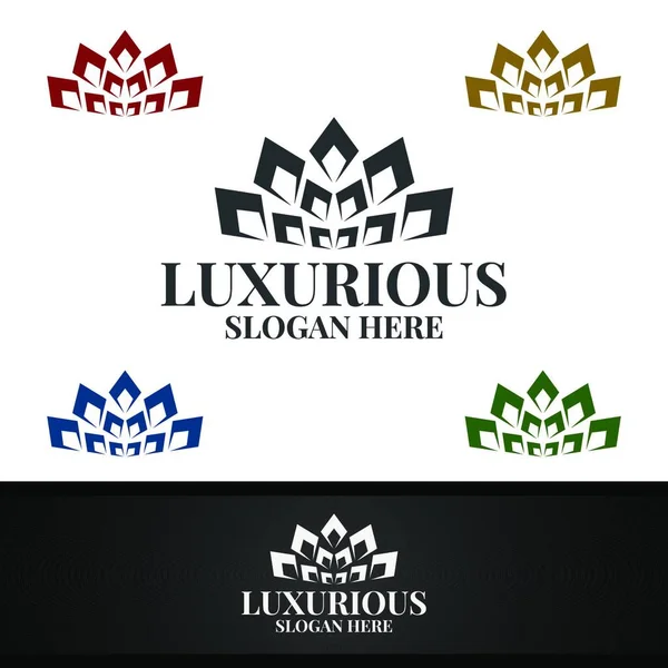 Diamentowe Luksusowe Logo Królewskie Biżuterię Ślub Hotel Lub Projekt Mody — Wektor stockowy