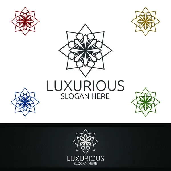 Diamond Luxurious Royal Logo Jewelry Wedding Hotel Fashion Design — Stock Vector