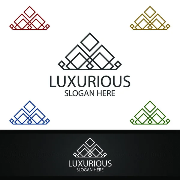 Kraliyet Kraliyet Mücevher Düğün Otel Veya Moda Tasarımı Logosu — Stok Vektör