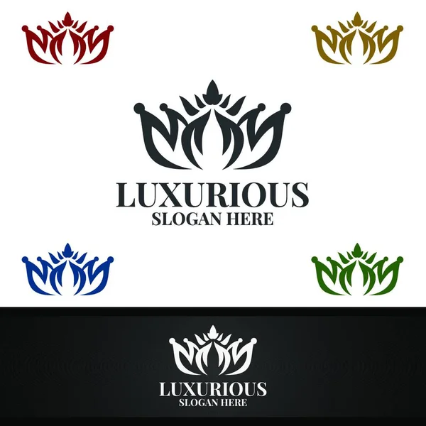 Crown Lyxig Kunglig Logotyp För Smycken Bröllop Hotell Eller Modedesign — Stock vektor