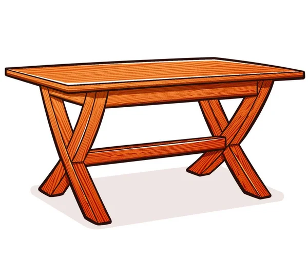 Vector Illustration Rustic Wooden Table Cartoon — Stock Vector