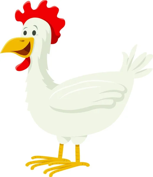 Tavuk Tavuk Çiftliği Hayvan Karakterinin Çizgi Film Çizimi — Stok Vektör
