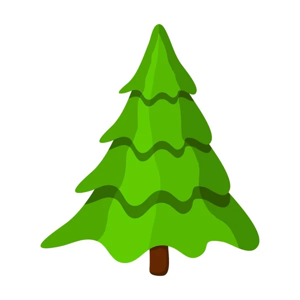 Beyaz Üzerine Izole Edilmiş Çam Ağacı Karikatürü Çizimi Noel Için — Stok Vektör