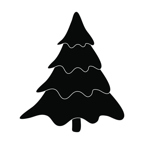 Silhouette Arbre Noël Illustration Vectorielle Isolée Sur Fond Blanc Sapin — Image vectorielle