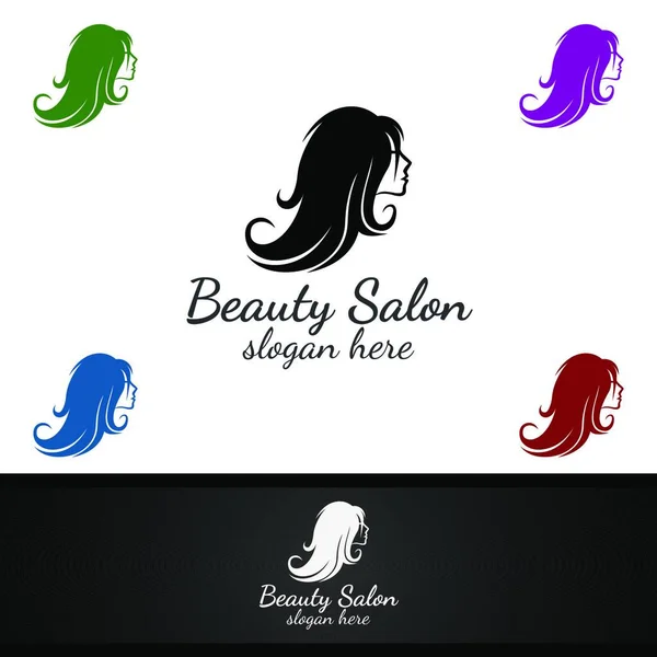 Salon Fashion Logo Beauty Hairstylist Cosmetics Boutique Design — Stock Vector