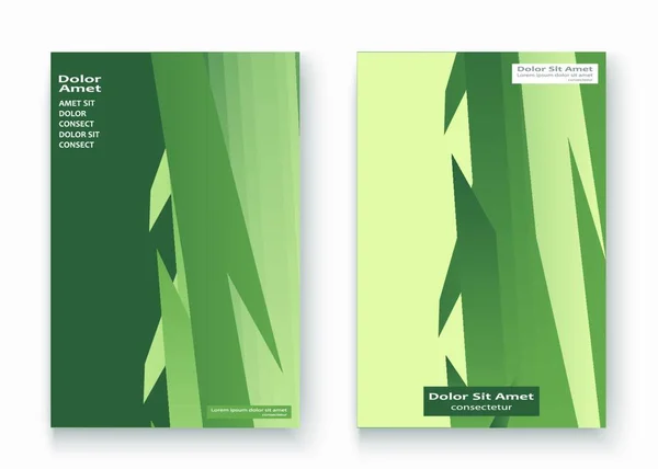 カラフルなストライプラインパターン幾何学的な形状の背景 クリエイティブカバーセットコピースペースデザインベクトルイラスト 緑のライムの色グラデーション抽象的なテンプレートマーケティングのためのリーフレット — ストックベクタ
