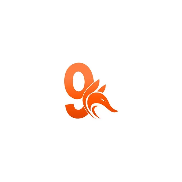 Combinaison Icône Tête Renard Avec Vecteur Conception Icône Logo Numéro — Image vectorielle