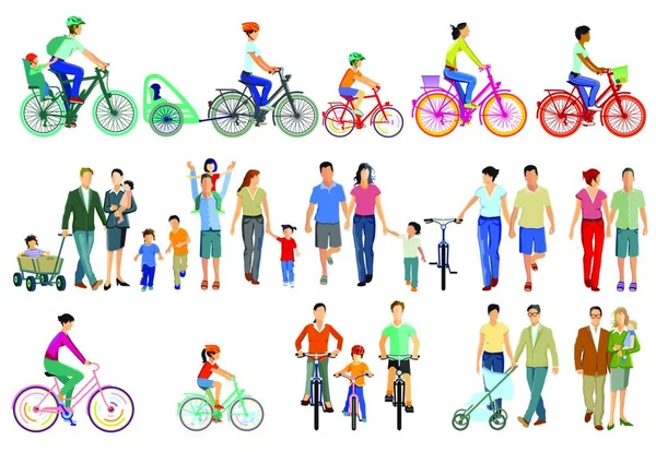 自転車 歩行者のイラスト — ストックベクタ