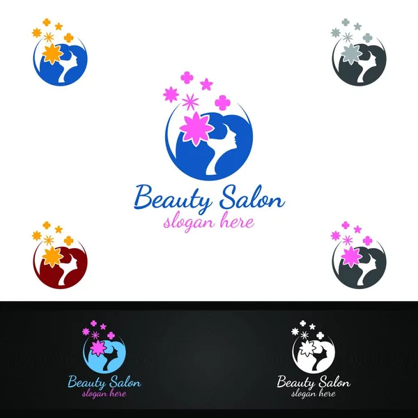 美容師 化粧品 ブティックデザインのためのサロンファッションロゴ — ストックベクタ