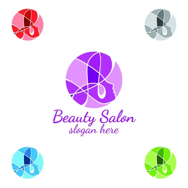 Salon Fashion Logo Beauty Hairstylist Cosmetics Boutique Design - Stok Vektor