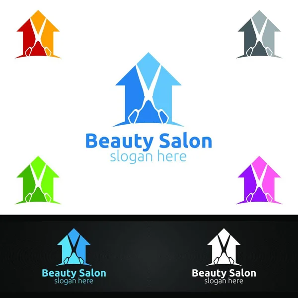 Home Salon Fashion Logó Szépség Fodrász Kozmetika Vagy Boutique Design — Stock Vector