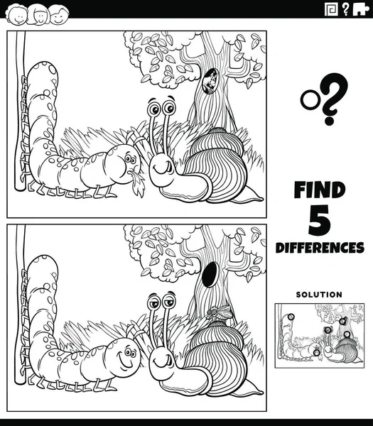 Ilustración Dibujos Animados Blanco Negro Encontrar Las Diferencias Entre Imágenes — Archivo Imágenes Vectoriales