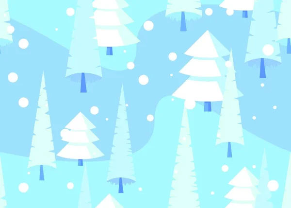Абстрактный Узор Зимний Лесной Фон Векторные Белые Сосны Модные Снежные — стоковый вектор