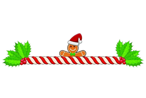 Candy Cane Divider Holiday Striped Border Isolated White Background Christmas — Stock Vector