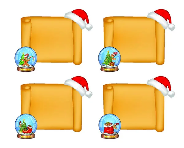 Colección Rollos Papel Navideño Juego Pergamino Vacío Para Tarjeta Navidad — Vector de stock