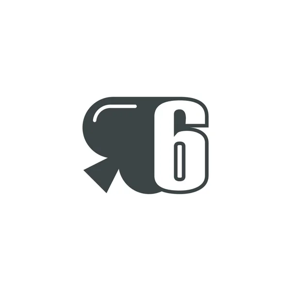 6番ロゴとスペードアイコンデザインベクトル — ストックベクタ