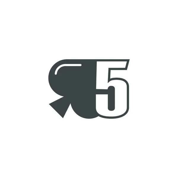5番目のロゴとスペードアイコンのデザインベクトル — ストックベクタ
