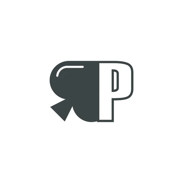 文字Pのロゴとスペードアイコンのデザインベクトル — ストックベクタ