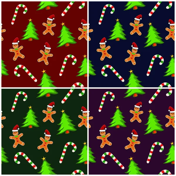 Xmas Repetindo Coleção Padrão Gingerbread Homem Azulejo Papel Parede Papel — Vetor de Stock