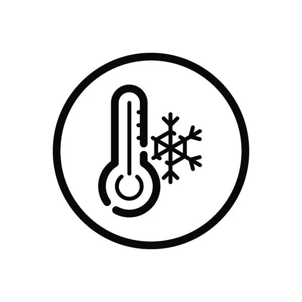 Termómetro Temperatura Invierno Icono Del Contorno Del Tiempo Círculo Ilustración — Vector de stock