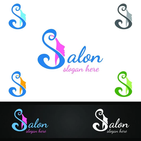 Logotipo Moda Salão Para Cabeleireiro Beleza Cosméticos Design Boutique — Vetor de Stock
