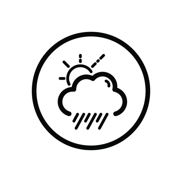 Regen Wolken Und Sonne Wetterumrisssymbol Einem Kreis Isolierte Vektorillustration — Stockvektor