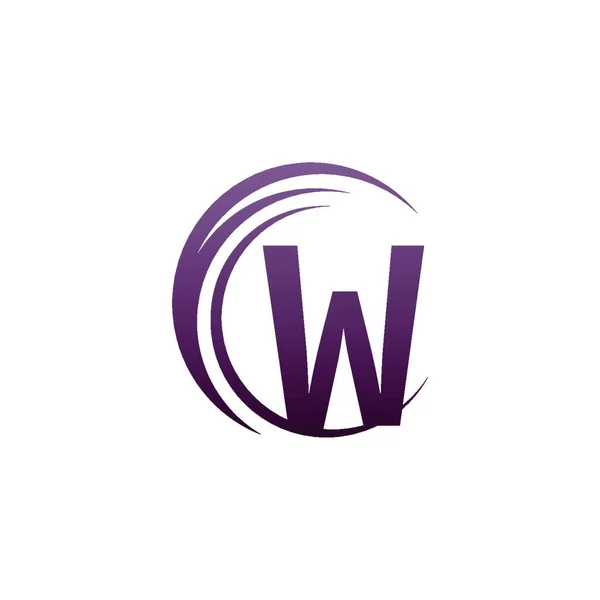 Wave Cirkel Bokstav Logotyp Ikon Design Illustration — Stock vektor