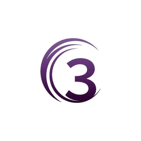 Vague Cercle Numéro Logo Icône Illustration Conception — Image vectorielle