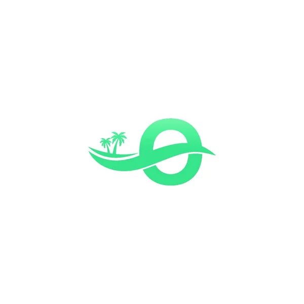 Lettre Logo Cocotier Icône Vague Eau Vecteur Conception — Image vectorielle