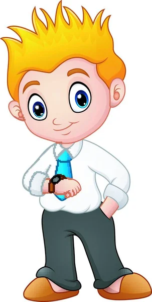 Vector Illustration Cute Young Businessman — Stock Vector