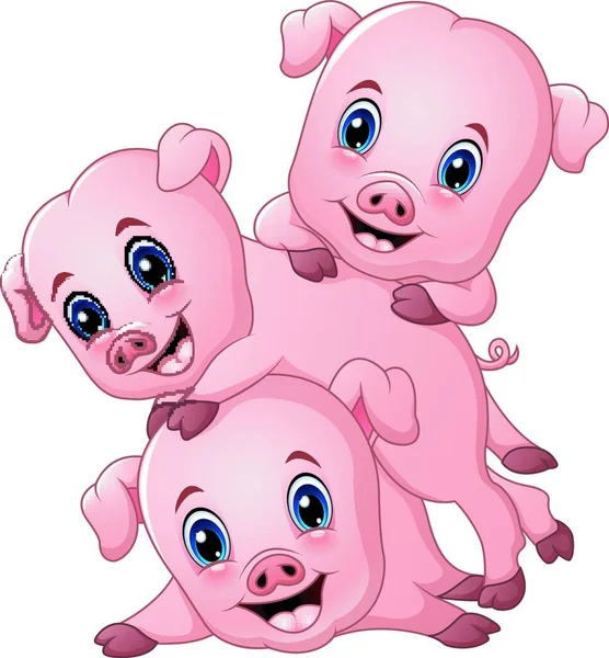 Illustration Vectorielle Trois Petits Cochons Dessin Animé — Image vectorielle