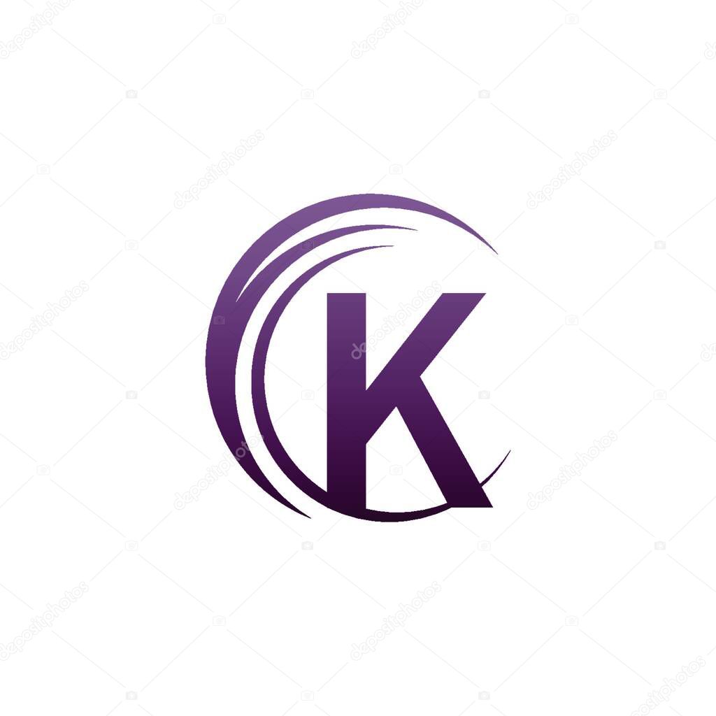 Wave circle letter K logo icon design illustration