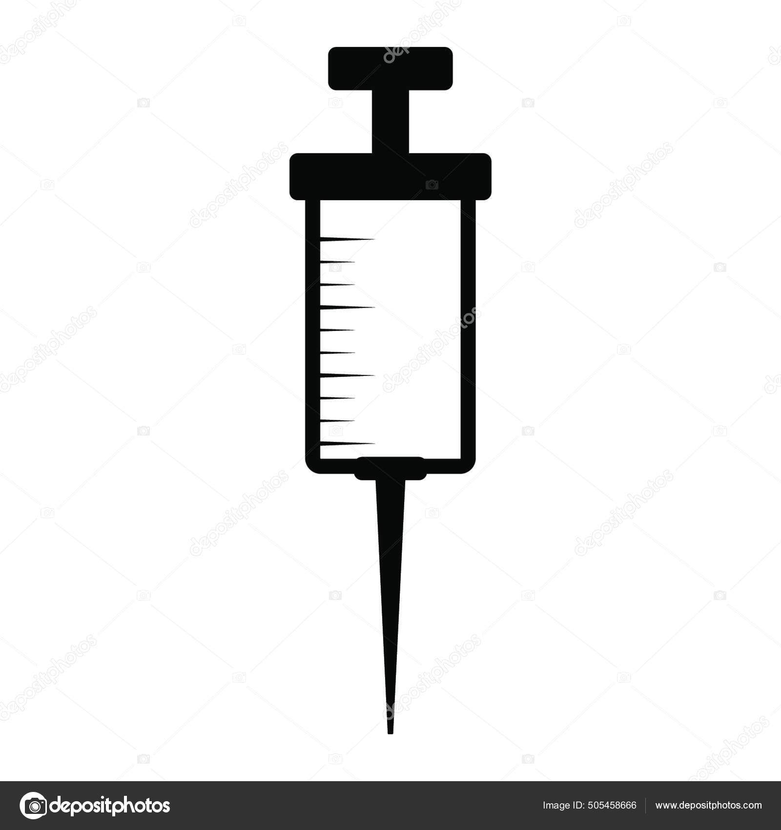 médico com injeção e ilustração do ícone do vetor dos desenhos