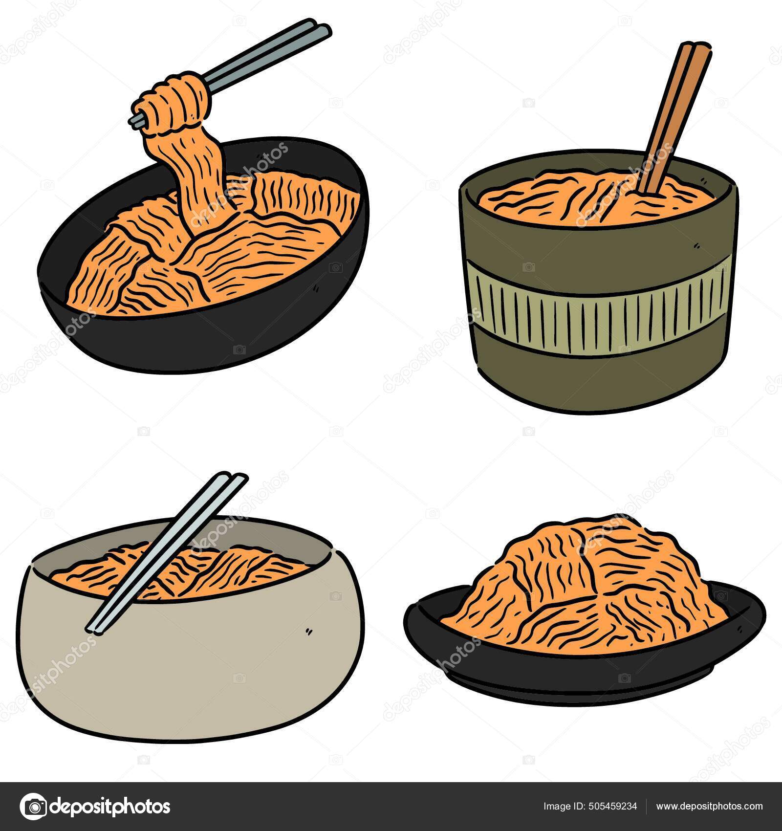 Comida Japonesa Arroz En Bowl Sushi Y Ramen Ilustración del Vector