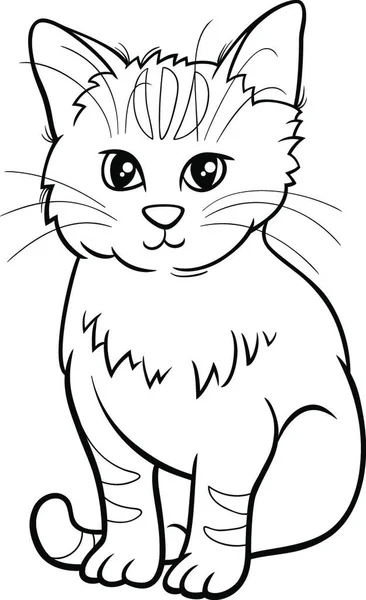 Dibujos Animados Blanco Negro Ilustración Lindo Gatito Gris Personaje Cómic — Vector de stock