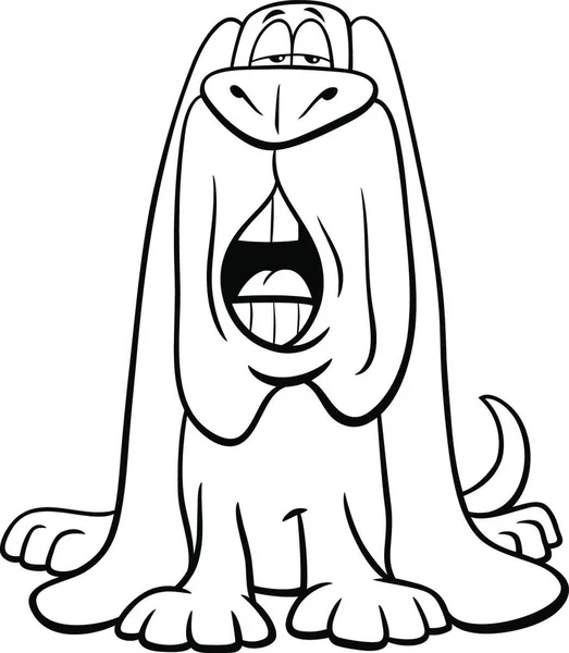 黒と白の漫画のイラスト面白い犬漫画のキャラクターの吠え声やハウリング着色本のページ — ストックベクタ