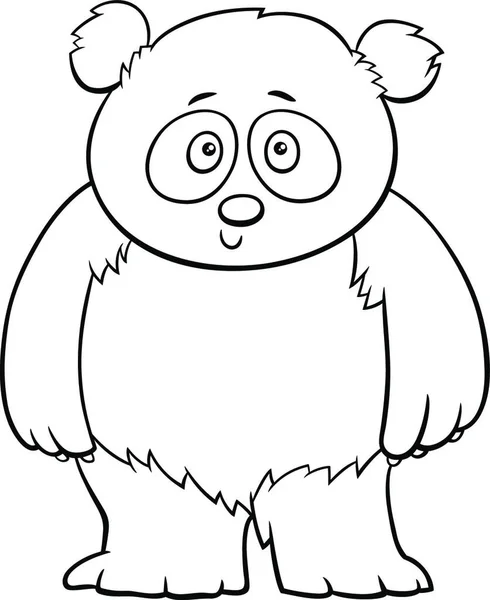 可爱小熊猫的黑白卡通画熊漫画动物人物形象着色书页 — 图库矢量图片