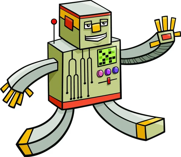 Kreslená Ilustrace Robota Hračkou — Stockový vektor