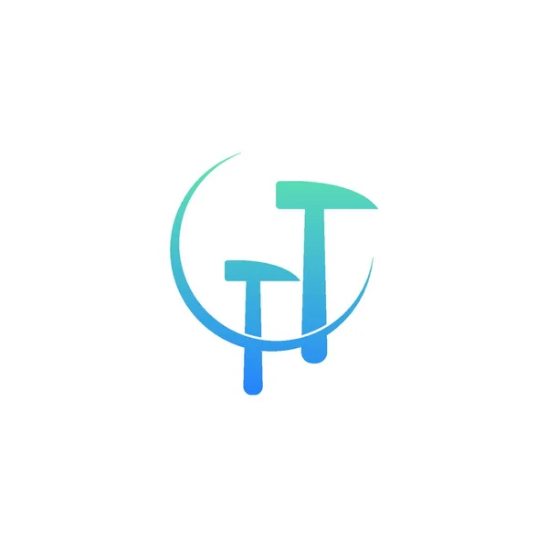 Letter Initiaal Met Groene Blad Logo Template — Stockvector