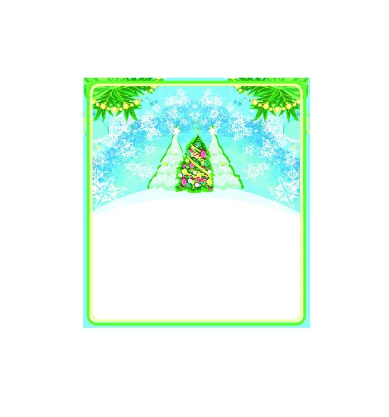 Quadro Natal Com Flocos Neve Neve Fundo Branco — Vetor de Stock